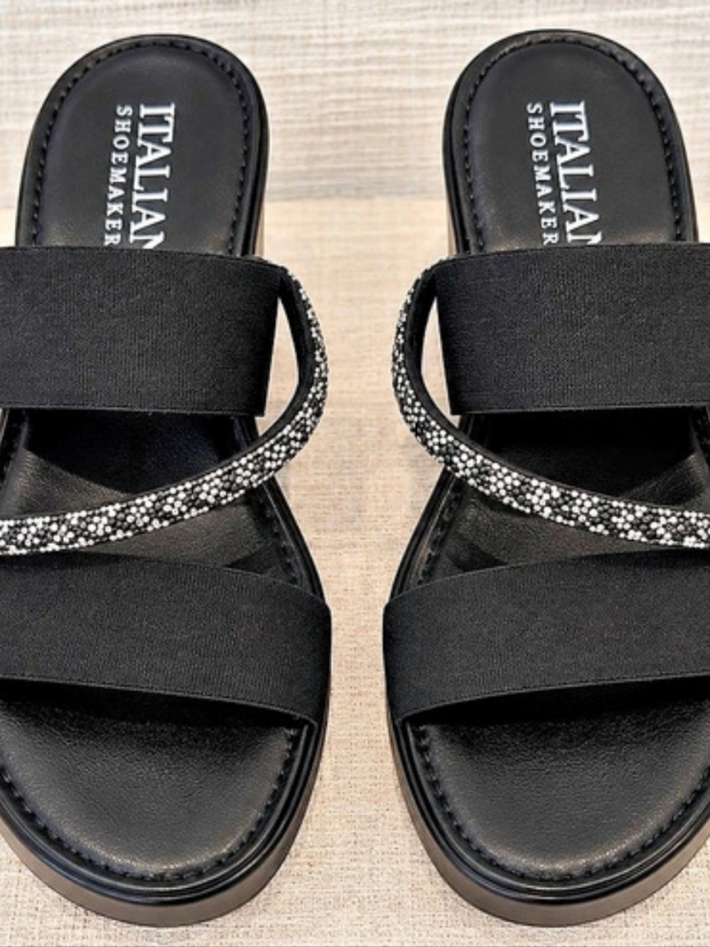 Italian Shoemaker Black Embellished Wedge Sandals EU 38 Like New